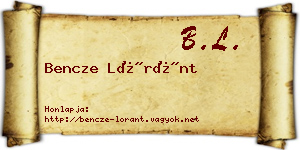 Bencze Lóránt névjegykártya