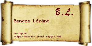 Bencze Lóránt névjegykártya